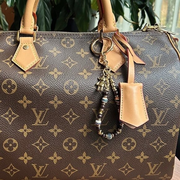 BOHO BEADED Bag Charm Gold Tone Teddy Bear - Picture 1 of 10